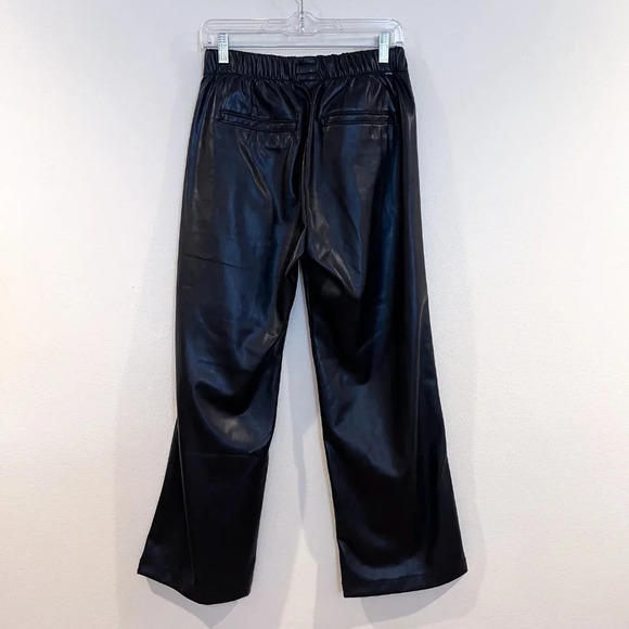 Mother Skippety Ankle Black Faux Vegan Leather Classic Straight Leg Pants Small - Picture 10 of 12